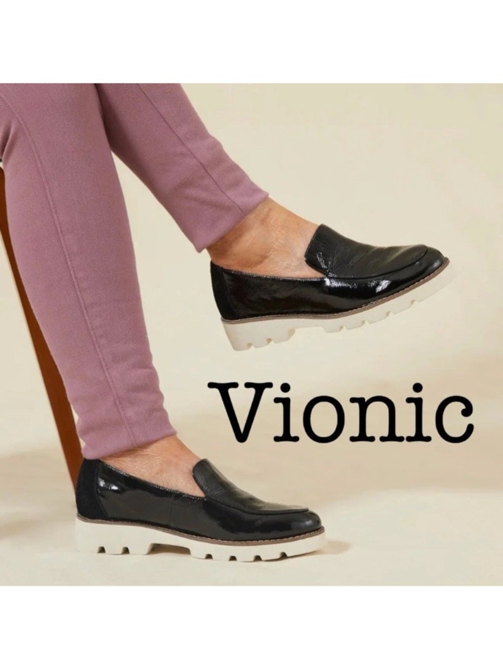 Vionic Kensley Black Patent Leather Slip-On Loafer Size 8.5